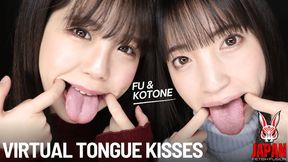 Double Lesbian Virtual Tongue Kisses and Spitting with Fu NATSUHI & Kotone TOUA