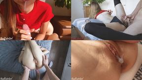 Amateur blonde teen takes big cock POV and cums rough