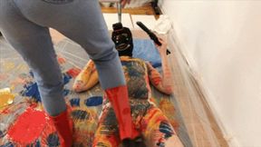 trampling, bodypainting, kicking, rain boots - 1052 Nasty Nastya the art student episode 3 full video