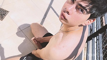 Latino twink on the rooftop