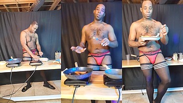 FootballJock Makes Breakfast While Dancing In Sexy Lingerie