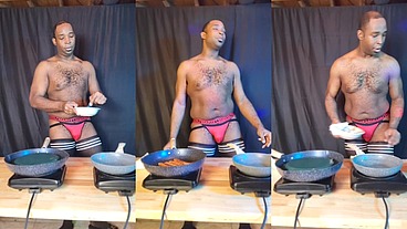 FootballJock Makes Breakfast While Dancing In Sexy Lingerie