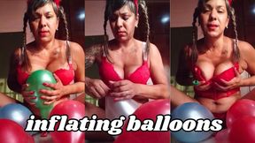 MILF Inflating and Popping Balloons with Her Huge Breasts