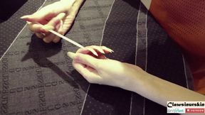 Filing nails to sharp, care, admire and clicking claws