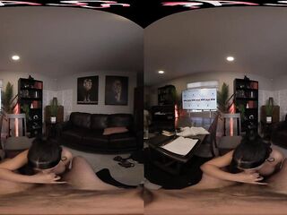 FuckPassVR - Sarah Arabic's Office Seduction in 8K - Big Breasts BJ & Cum on Titties Finish in NYC!