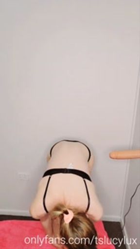 Lucy fucks her biggest dildo