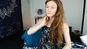 Cute redhead melody lane plays with her baby pecker and fucks herself