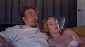 Pretty blonde girl deepthroats and moans during wild 4K HD movie scene