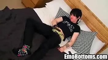 Emo twink Kevin Nash tugging on his stiff dick 1