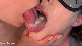 Triple Cumshot Fuckfest: Shared Cum & Double Blowjob Threesome