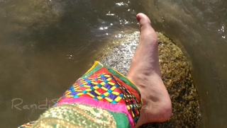 Foot fetish on mountain River - RandiSEXinMumbai