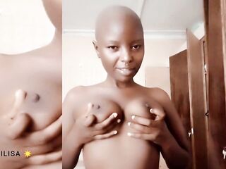 Black hairless head AKIILISA Licking breasts