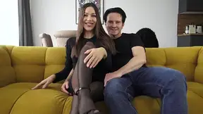 Dominant Brunette Orders Submissive to Worship Feet and Ass