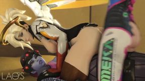 Futa Overwatch babes in cowgirl ass-pounding action