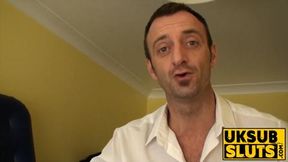UKSubSluts com - Adorable chick spanks herself while dominant male bangs her hard