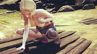 Dragon Ball Hentai - C18 with a dildo - Japanese Asian Manga Anime Game Porn