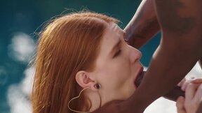 BLACKED Stunning ginger Jane Rogers has passionate poolside sex