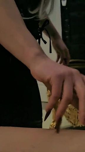 Sheela Sinner Long Nails Oiled Body Tickling Bondage on the Rack Part 1