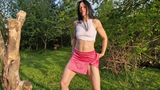 Nude in public park and pissing