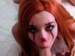 Redhead teen Ginger Elle gives a pov blowjob