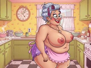 Ai Grannies Nude in Kitchen
