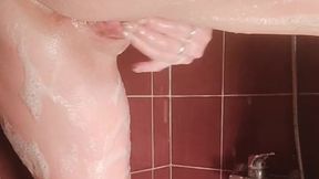 Soapy shower masturbation