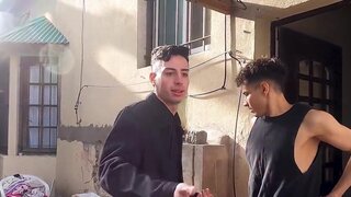 Handsome Latinos are having a three-way with a twink