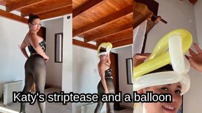 My striptease with a brand new long balloon and a soaking finish and