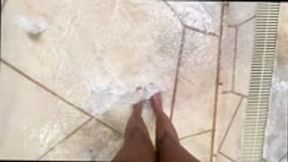 Sexy Soles with Pink Polish get Wet 4K smaller