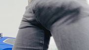 Exhibitionist Cowboy Teases Grocery Shoppers With His Big Cock Bulge In Skin Tight Jeans - POV