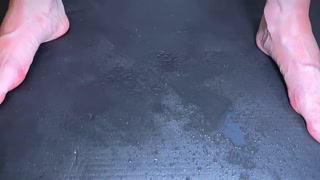 Oily jeans masturbation, self wetting, cum on ass and showering