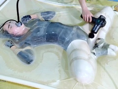 Frogtied in transparent vacbed