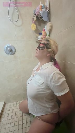 Stunning Blonde Pissed on Dressed