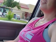 Cute girl smoking in truck