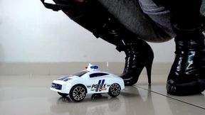 Domme Giantess Latex Boot Stomped Crushed Cop Car