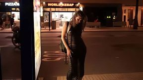 Ellie Luna with sheer dress in Public