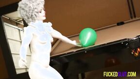 Hoe with clown makeup posing naked