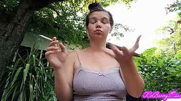Big boobs brunette smoking outdoor
