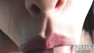 EXTREMELY CLOSE UP BJ, NOISY ASMR SOUNDS, THROBBING ORAL JIZZED, CUM INSIDE MOUTH ON THE FACE, BEST HEAD EVER