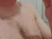 Young gay guy masturbating and tasting (pre) cum