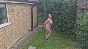 Garden tour Naked and Cuffed