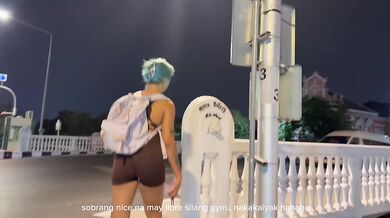 Shaved Head New Pinay Outdoor Sex With Lesbian Lover Smoking Cigarette Traveling Thailand