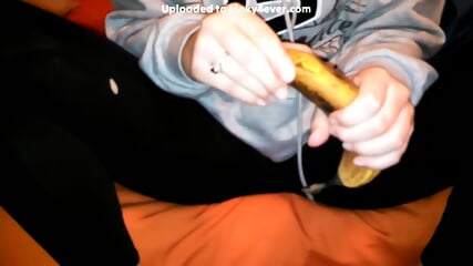 Dirty teen 18+ Uses Her With Red Nail Polish On A Ripe Banana