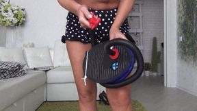I inflated 3 silver balloons with a pump a