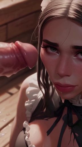 Ai Anime Maid Teen POV Blowjob &amp; Explosive Facial - Rough Anal Fucking Scenes