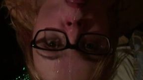Nerdy light haired chunky whorable GF of my buddy wanted to eat sperm