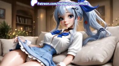 Blue-Haired Catgirl Cosplay Beach Tease – Hentai Anime Neko Bikini Seduction