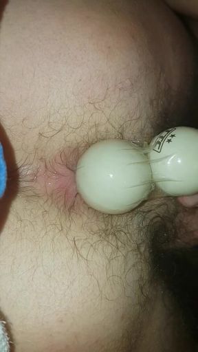 Gaping My Tight Ass with 3 Table Tennis Balls