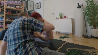 Preview: Shibari girl suspended upside-down and spanked in Angel Harness