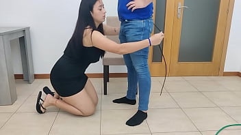 Mature step mother takes clothes measures to her '_s friend